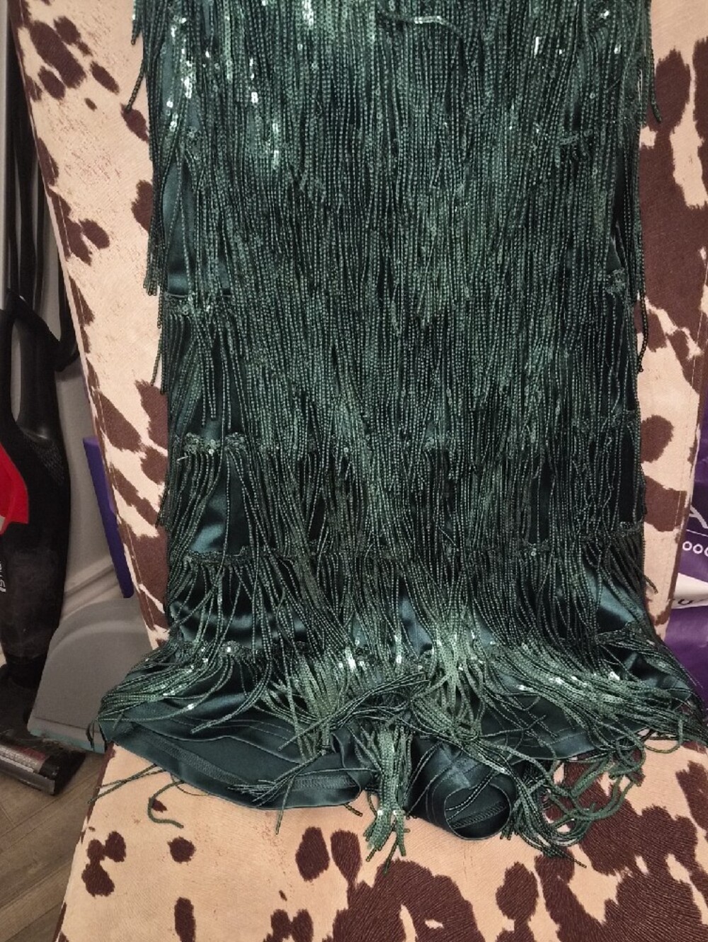 ππBackless Emerald Green Fringe Romperππ - Picture 4 of 4